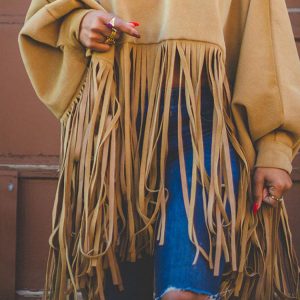 Fringed Suede Top in Y2K Style - Boho Aesthetic Cute Top for Trendy Outfits