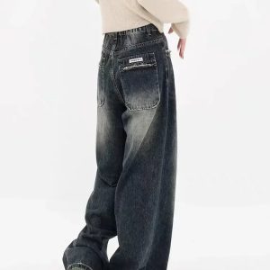 Fun Fiesta Y2K Straight Denim Jeans for Trendy Aesthetic Outfits and Casual Style