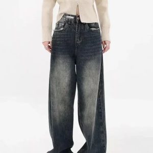 Fun Fiesta Y2K Straight Denim Jeans for Trendy Aesthetic Outfits and Casual Style