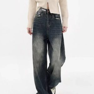 Fun Fiesta Y2K Straight Denim Jeans for Trendy Aesthetic Outfits and Casual Style