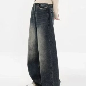 Fun Fiesta Y2K Straight Denim Jeans for Trendy Aesthetic Outfits and Casual Style