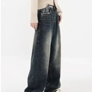 Fun Fiesta Y2K Straight Denim Jeans for Trendy Aesthetic Outfits and Casual Style