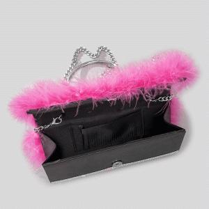 Furry Rhinestone Clutch Bag for Y2K Fashion Lovers - Glamorous Evening Accessory