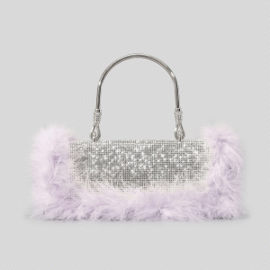 Furry Rhinestone Clutch Bag for Y2K Fashion Lovers - Glamorous Evening Accessory