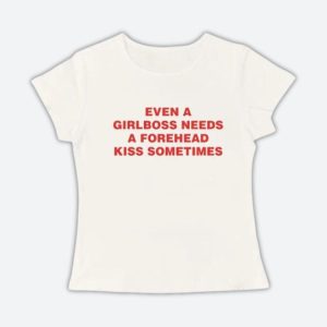 Girlboss Vibes: Y2K Aesthetic Forehead Kiss Graphic Tee for Trendy Outfits