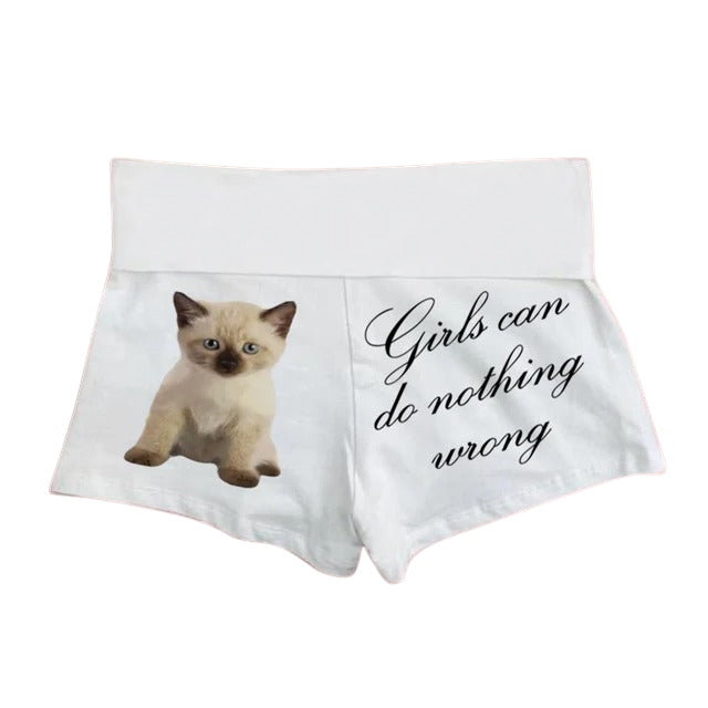 Girls Can Do Nothing Wrong Y2K Aesthetic Kitten Shorts for Cute Summer Outfits