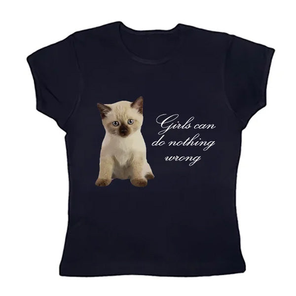 Girls Can Do Nothing Wrong Y2K Baby Tee - Cute Coquette Aesthetic Top for Trendy Outfits