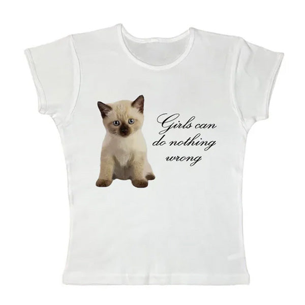 Girls Can Do Nothing Wrong Y2K Baby Tee - Cute Coquette Aesthetic Top for Trendy Outfits