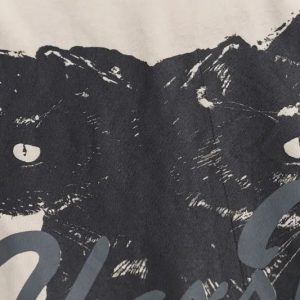 Gothic Cat Graphic Tee - Y2K Aesthetic Loose T-Shirt for Grunge and Coquette Styles