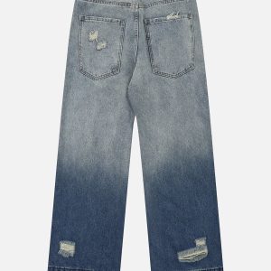 Gradient Distressed Y2K Jeans for Trendy Grunge Aesthetic Outfits and Casual Looks