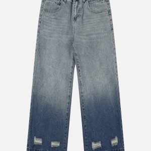 Gradient Distressed Y2K Jeans for Trendy Grunge Aesthetic Outfits and Casual Looks