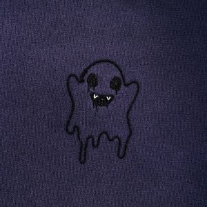 Gradient Embroidery Ghost Hoodie - Y2K Aesthetic Comfy Top for Grunge and Coquette Styles