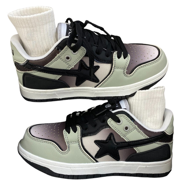 Gradient Grey Shooting Star Sneakers for Y2K Aesthetic and Grunge Style Outfits