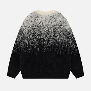 Gradient Jacquard Star Sweater - Y2K Aesthetic Knit Top for Cozy, Cute Outfits