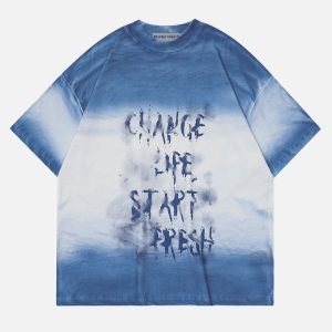 Gradient Print Y2K Tee - Aesthetic Top for Coquette and Grunge Styles