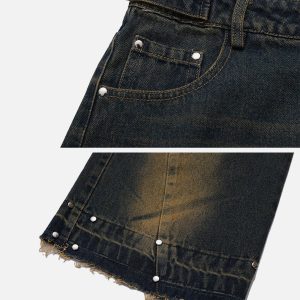 Gradient Raw Edge Y2K Jeans - Trendy Grunge Style Denim for Aesthetic Outfits