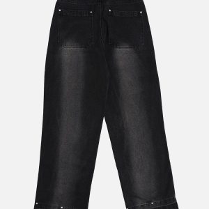 Gradient Raw Edge Y2K Jeans - Trendy Grunge Style Denim for Aesthetic Outfits