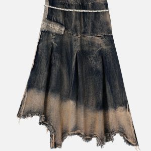 Gradient Washed Denim Cargo Skirt - Y2K Aesthetic Fashion for Trendy Outfits