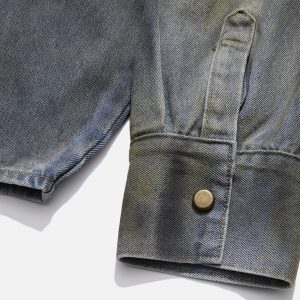 Gradient Washed Denim Jacket - Y2K Aesthetic Outerwear for Trendy Outfits and Layering