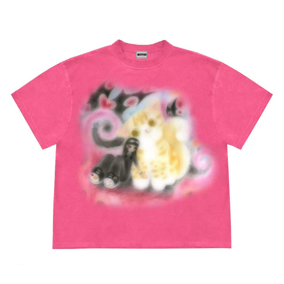 Graffiti Dreams Cat Tee - Y2K Aesthetic Cute Top for Coquette and Grunge Styles