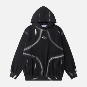 Graffiti Star Washed Hoodie - Y2K Aesthetic Comfy Hoodie for Trendy Outfits