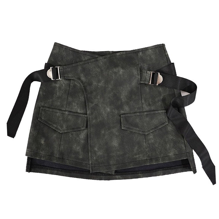 Grunge Aesthetic Cargo Wrap Skirt for Y2K Fashion Lovers