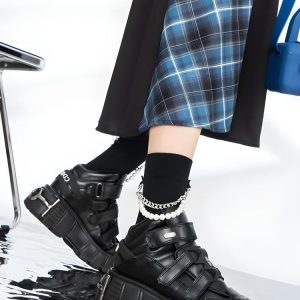 Grunge Aesthetic Chunky Metal Platform Boots for Y2K Style and Edgy Outfits