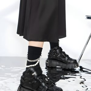 Grunge Aesthetic Chunky Metal Platform Boots for Y2K Style and Edgy Outfits