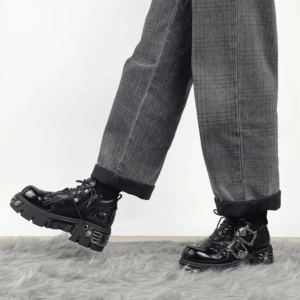 Grunge Aesthetic Fire Chunky Platform Shoes for Y2K Style and Edgy Outfits