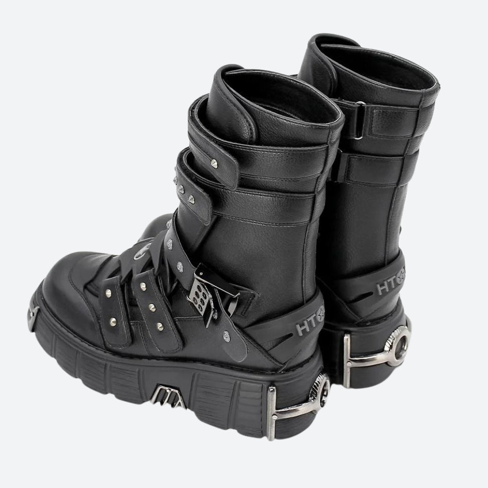 Grunge Aesthetic Velcro Strap Chunky Platform Boots for Y2K Fashion Lovers