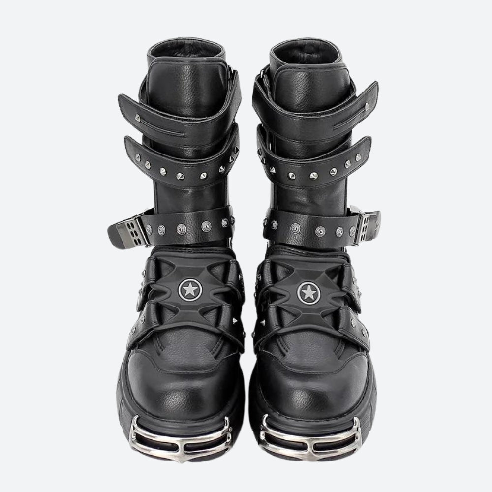 Grunge Aesthetic Velcro Strap Chunky Platform Boots for Y2K Fashion Lovers