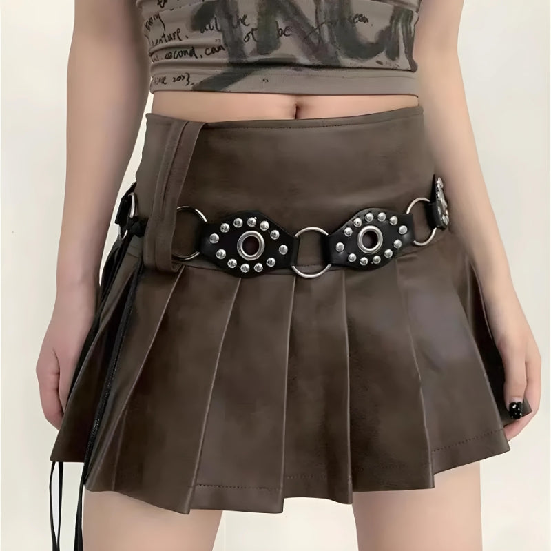 Grunge Faux Leather Lace-Up Belt for Y2K Aesthetic and Coquette Style Outfits