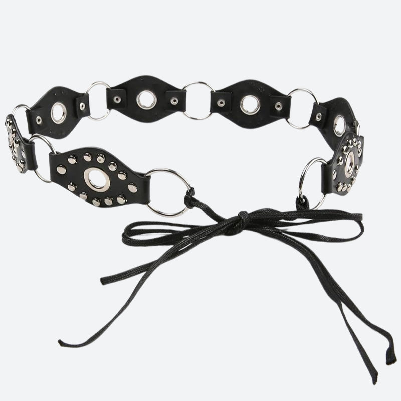 Grunge Faux Leather Lace-Up Belt for Y2K Aesthetic and Coquette Style Outfits