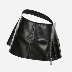 Grunge Pleated Zipper Slit Micro Mini Skirt - Y2K Aesthetic Fashion Statement Piece