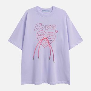 Heart Graphic Tee - Y2K Aesthetic Cute Top for Coquette and Grunge Style Lovers