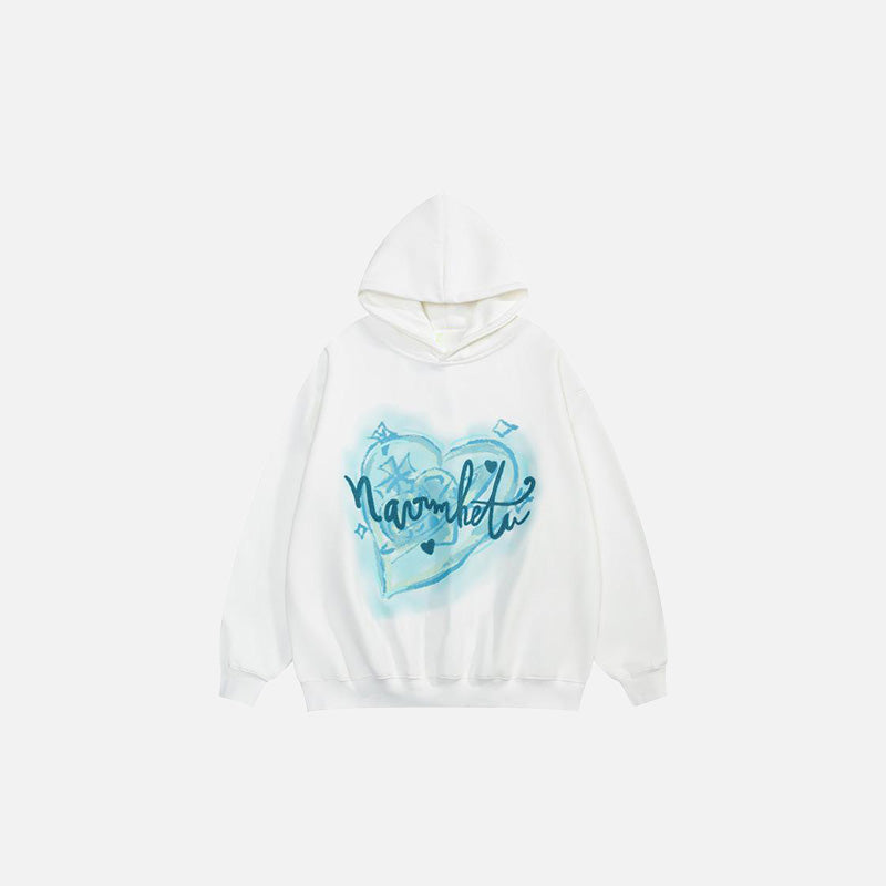 Heart Printed Y2K Oversized Hoodie - Cute and Comfy Coquette Aesthetic Top