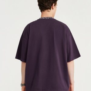 High-Neck Solid Loose T-Shirt for Y2K Aesthetic and Coquette Style Outfits