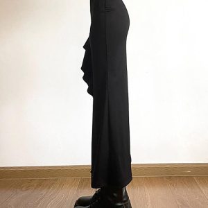 High Waist Irregular Split Y2K Goth Skirt for Edgy Aesthetic Outfits