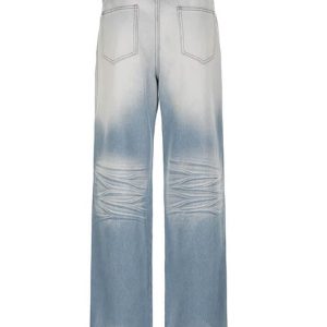 High Waist Loose-Fit Wide-Leg Jeans in Vintage Wash - Y2K Aesthetic Denim Style