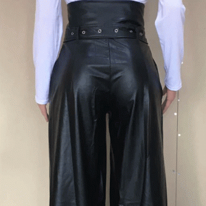 High Waist PU Pants for Y2K Fashion: Trendy Grunge Aesthetic & Coquette Style Essentials