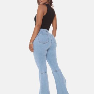 High-Waisted Y2K Bell-Bottom Jeans for Trendy Grunge and Coquette Aesthetic Outfits