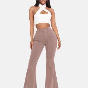 High-Waisted Y2K Bell-Bottom Jeans for Trendy Grunge and Coquette Aesthetic Outfits