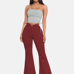 High-Waisted Y2K Bell-Bottom Jeans for Trendy Grunge and Coquette Aesthetic Outfits