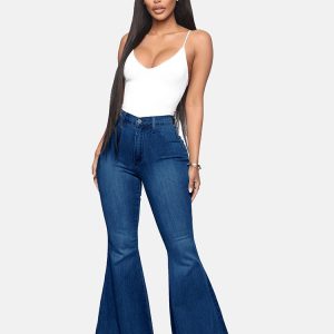 High-Waisted Y2K Bell-Bottom Jeans for Trendy Grunge and Coquette Aesthetic Outfits