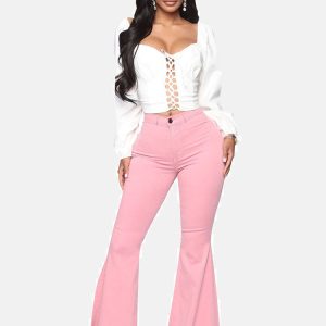 High-Waisted Y2K Bell-Bottom Jeans for Trendy Grunge and Coquette Aesthetic Outfits