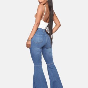 High-Waisted Y2K Bell-Bottom Jeans for Trendy Grunge and Coquette Aesthetic Outfits