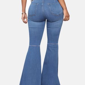 High-Waisted Y2K Bell-Bottom Jeans for Trendy Grunge and Coquette Aesthetic Outfits