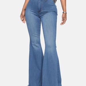 High-Waisted Y2K Bell-Bottom Jeans for Trendy Grunge and Coquette Aesthetic Outfits