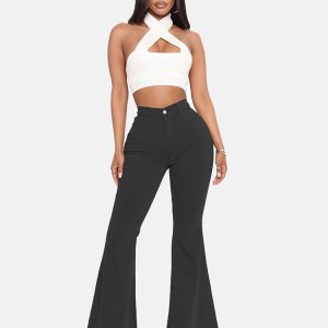 High-Waisted Y2K Bell-Bottom Jeans for Trendy Grunge and Coquette Aesthetic Outfits