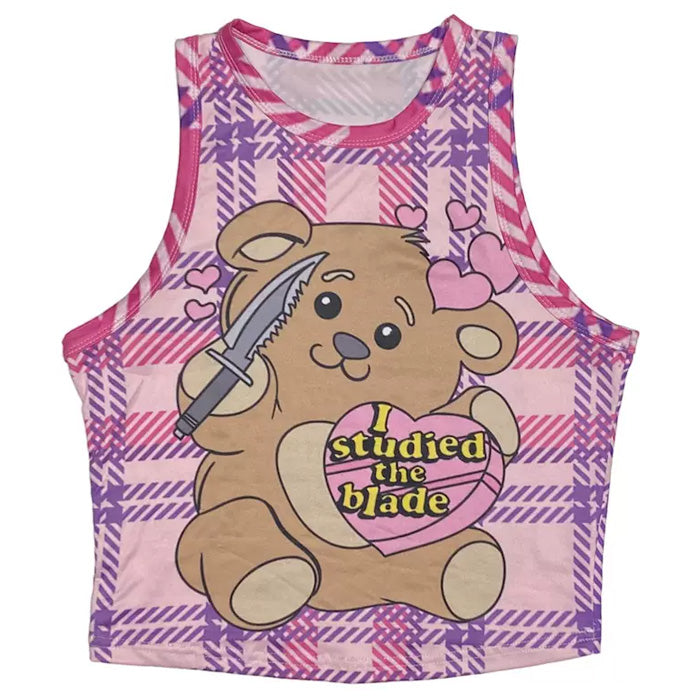 I Studied The Blade Y2K Baby Tee - Grunge Aesthetic Cute Top for Trendy Outfits